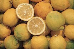 Des citrons entiers et un coupé en deux