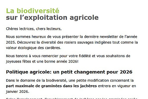 capture décran de la newsletter d'agrinatur