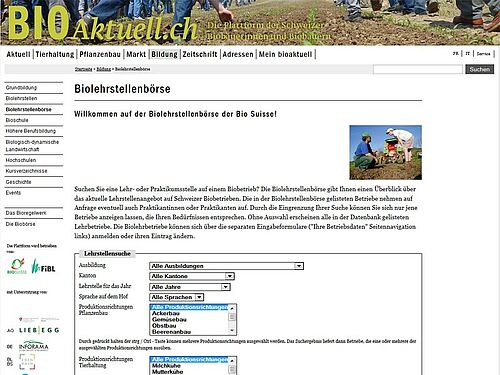 [Translate to Französisch:] Screenshot der Biolehrstellenbörse