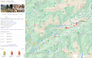 Exemple du profil d'entreprise Google du shop Biofruit à Vétroz