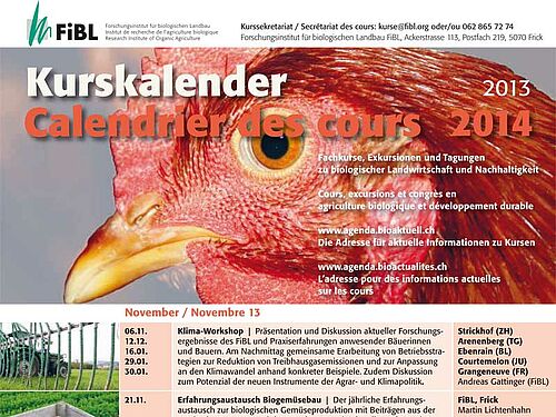 [Translate to Französisch:] Titelseite des FiBL-Kurskalenders 2013/2014