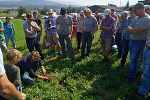 Un groupe de personnes sur une prairie