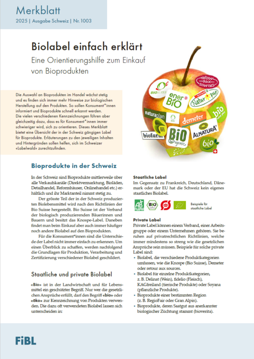 Couverture de la fiche technique avec pomme et étiquettes.