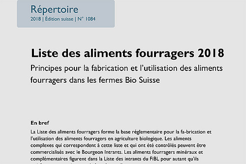 page de couverture de la liste des aliments fourragers