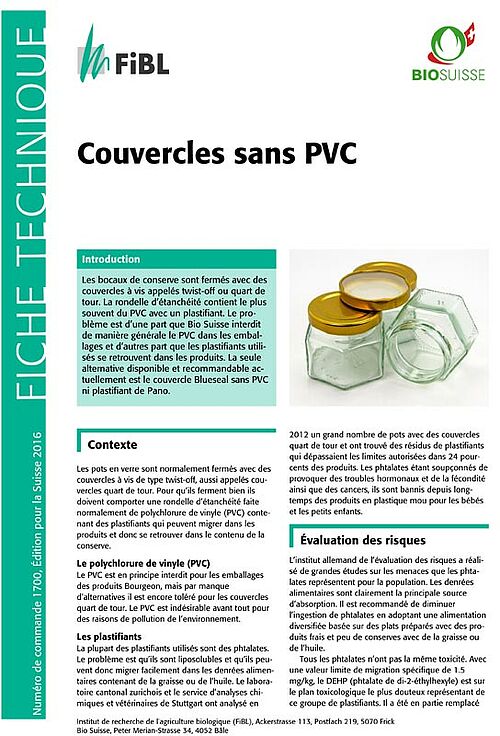 Titre de la fiche technique «Couvercles sans PVC»