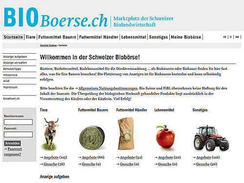 [Translate to Französisch:] Startseite der Bioboerse