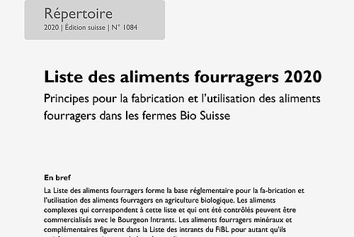 page de couverture de la liste des aliments 2020