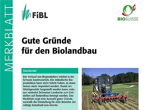 [Translate to Französisch:] Titelseite des Merkblattes Gute Gründe für den Biolandbau