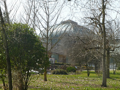 Vues du Jardin botanique de Genève : une grande serre, des massifs floraux, des ruchers, des chemins et des grands arbres. 



L'avant-dernière photo montre la plaque inaugurale de la reconversion au bio du Jardin botanique. Sur la dernière photo, 