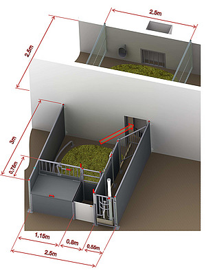 Box WelCon, esquisse avec dimensions