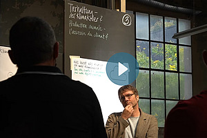 Foto de l'atelier de la journée climat avec boutton pour démarrer le film