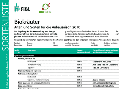 [Translate to Französisch:] Sortenliste Biokräuter